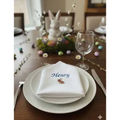 Stoffservietten Geburtstag Taufe mit Namen und Tiermotiv