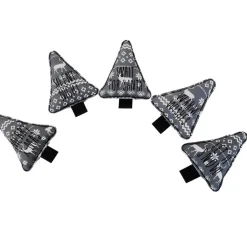 Stofftannenbäume 5er Set bestickt, Baumhänger, Geschenkanhänger