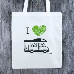 Stofftasche **Camping2** von ZWEIFARBIG Einkaufsbeutel Wohnmobil Geburtstag Mottoprint Baumwolltasche Stoffbeutel