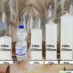 Strahl des Lebens – Handverzierte Osterkerze mit rotem Kreuz, Sonne & Alpha/Omega