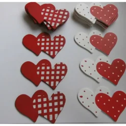 Streuteile Herzen rot & weiß – Holz Deko Hochzeit, Liebe & Valentinstag, 21 Stück