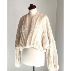 Strickjacke, Brautjacke, Cardigan, Creme, Oversize, Grobstrickjacke ,Onesize, Home,Damen, Sweater, Handarbeit, Bolero, S