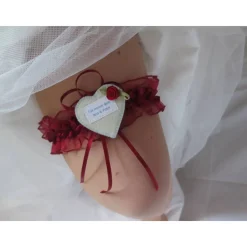 Strumpfband, Braut-Strumpfband, Hochzeitsstrumpfband, weinrot, Braut, Hochzeit, Wunschtext