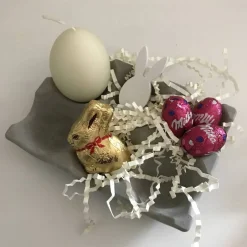 Stylisches Eiertablett aus Beton, Eierpappe für 6 Eier zur Dekoration, grau oder weiß, 9,5 x 14 cm