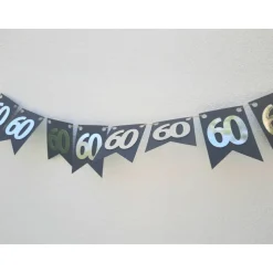 Super edle Girlande zum 60. Geburtstag Jubiläum Hochzeitstag Silber und Schwarz handgefertigt Zahlengirlande