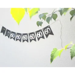 Super edle Girlande zum 60. Geburtstag Jubiläum Hochzeitstag Silber und Schwarz handgefertigt Zahlengirlande