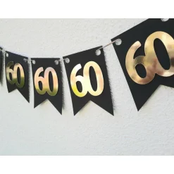 Super edle Girlande zum 60. Geburtstag Jubiläum Hochzeitstag Gold und Schwarz handgefertigt