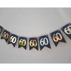 Super edle Girlande zum 60. Geburtstag Jubiläum Hochzeitstag Gold und Schwarz handgefertigt