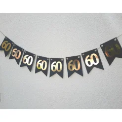 Super edle Girlande zum 60. Geburtstag Jubiläum Hochzeitstag Gold und Schwarz handgefertigt