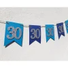 Super edle Girlande zum 30. Geburtstag Wimpelkette Girlande Dekoration Papierdeko Wimpel Silber und Blau Glitzer