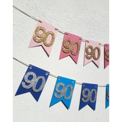 Super elegante Girlande zum 90. Geburtstag in Pink, Rosa und Gold