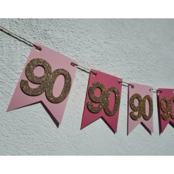 Super elegante Girlande zum 90. Geburtstag in Pink, Rosa und Gold