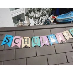 Super schöne Girlande zum Schulanfang auf Wunsch personalisiert mit Wunschnamen Schulkind Girlande in Pastellfarben