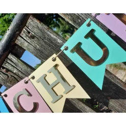 Super schöne Girlande zum Schulanfang auf Wunsch personalisiert mit Wunschnamen Schulkind Girlande in Pastellfarben