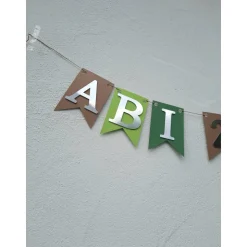 Super schöne Girlande zum Abitur, ABI 2026 in Grün und Beige mit silberner Schrift #Abi #Abitur #Abschluss