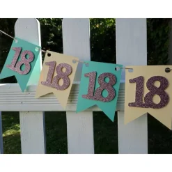 Supercoole Girlande zum 18. Geburtstag in Pastellfarben Mintgrün, Hellgelb und Rosa Glitzer Handgefertigt