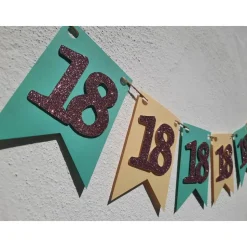 Supercoole Girlande zum 18. Geburtstag in Pastellfarben Mintgrün, Hellgelb und Rosa Glitzer Handgefertigt