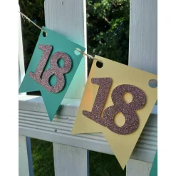 Supercoole Girlande zum 18. Geburtstag in Pastellfarben Mintgrün, Hellgelb und Rosa Glitzer Handgefertigt