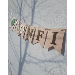 Superschöne Girlande zur Konfirmation.  In Beige und Gold in angesagtem Boho Style