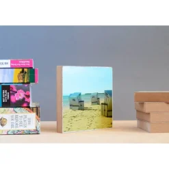 Sylt Insel maritim Meer Strand Strandkorb Foto auf Holz, im Quadrat, 13 x 13 cm Geschenk für Sie Holzbild Mitbringsel Geschenkidee