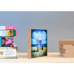 Sylt Insel maritim Meer Strand Strandkorb Foto auf Holz, im Quadrat, 13 x 13 cm Geschenk für Sie Holzbild Mitbringsel Geschenkidee