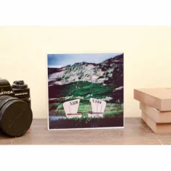 Sylt, Strandkorb, Foto auf Holz, im Quadrat, 13x13 handmade Holzbild Wandbild Holzdeko Dekoration Geschenk für Sie Mitbringsel Geschenkidee