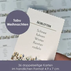 Tabu als Weihnachtsedition | Karten mit 72 Begriffen auf 2 DIN A4 Bögen