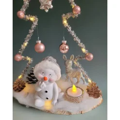 Tannenbaum mit Schneemann in Rosa, Dekoration,Weihnachtszeit,Adventzeit  mit Beleuchtung,Unikat