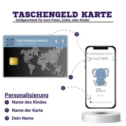 Taschengeld Karte | QrCode Geldgeschenk | Personalisiertes Geschenk für Kinder | Elefant