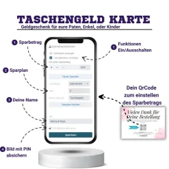 Taschengeld Karte | QrCode Geldgeschenk | Personalisiertes Geschenk für Kinder | Löwe