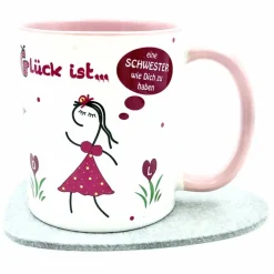 Tasse für die Schwester, Tasse mit Spruch, Glück ist eine Schwester wie Dich zu haben