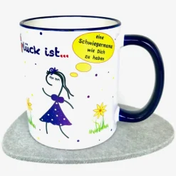 Tasse für Schwiegermama, Becher mit Spruch, Glück ist eine Schwiegermama wie Dich zu haben,