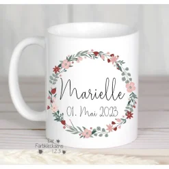 Tasse mit Namen Kommunion personalisiert Monogramm