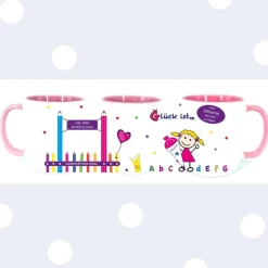 Tasse Schulkind mit Namen – personalisiertes Geschenk zur Einschulung, rosa, für Mädchen