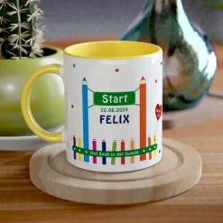 Tasse zur Einschulung - personalisiert mit Namen - ABC Design