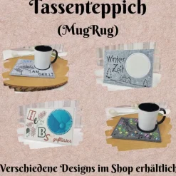 Tassenteppich Winterzeit – Handgefertigter MugRug Untersetzer | Geschenkidee & Dekoration