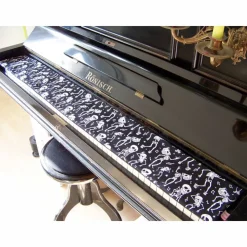 Tastenläufer für Klavier Keyboard Piano Halloween schwarz weiß Längenwahl x Breite 15,5 cm Tastaturabdeckung Klavierabdeckung Tastatur Klaviatur