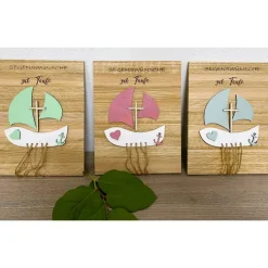 Taufe, Geldgeschenk, Holz, Boot, Geschenk zur Taufe, Glaube, Liebe, Hoffnung, Taufgeschenk