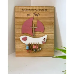 Taufe, Geldgeschenk, Holz, Boot, Geschenk zur Taufe, Glaube, Liebe, Hoffnung, Taufgeschenk