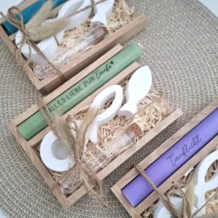 Taufe Geldgeschenk Taufgeschenk mit Fischen Kerzenhalter rund Reagenzglas Geschenkset für Mädchen und Jungen