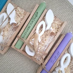 Taufe Geldgeschenk Taufgeschenk mit Fischen Kerzenhalter rund Reagenzglas Geschenkset für Mädchen und Jungen