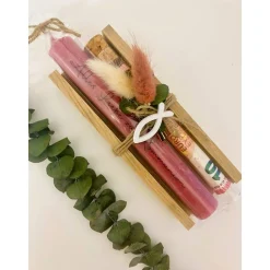 Taufe, Kommunion, Konfirmation, Geldgeschenk, Kommunionsgeschenk, Konfirmationsgeschenk, Kerze, Trockenblumen, Geschenk