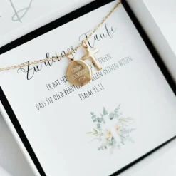 Taufgeschenk Mädchen - Geschenk Taufe Junge personalisiert - Taufkette personalisiert - Halskette Kreuz Edelstahl