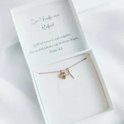 Taufgeschenk Mädchen & Junge – Personalisierte Taufkette mit Kreuz & Gravur – Edelstahl Halskette Herz