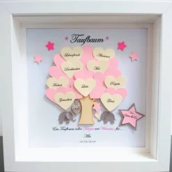 Taufgeschenk Mädchen, Geschenk zur Taufe,Taufbaum,Lebensbaum, Bilderrahmen zur Taufe, personalisiert