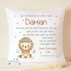 Taufgeschenk Patenkind personalisiert, Patenbrief mit Namen, Taufbrief Patentante Patenonkel, Taufkissen