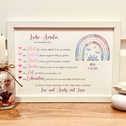 Taufgeschenk personalisiert Mädchen – Geldgeschenk Taufe Regenbogen mit Namen & Andenken