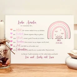 Taufgeschenk personalisiert Mädchen – Geldgeschenk Taufe Regenbogen mit Namen & Andenken