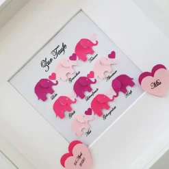 Taufgeschenk ,personalisiertes Geschenk Baby, Taufe, Geburt, Mädchen, Elefanten mit Wünschen