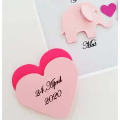 Taufgeschenk ,personalisiertes Geschenk Baby, Taufe, Geburt, Mädchen, Elefanten mit Wünschen